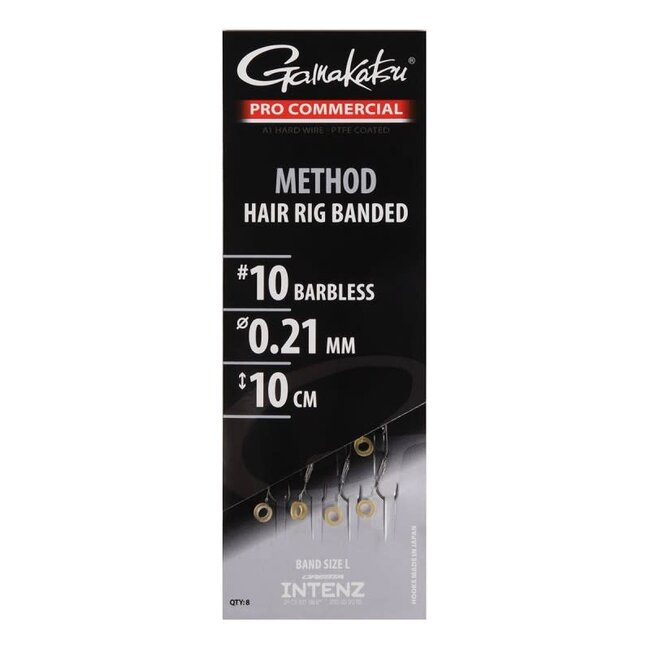 Gamakatsu Method Hair Rig Banded Haakmaat 10 Barbless Lengte 10 cm Lijndikte 0,21 mm