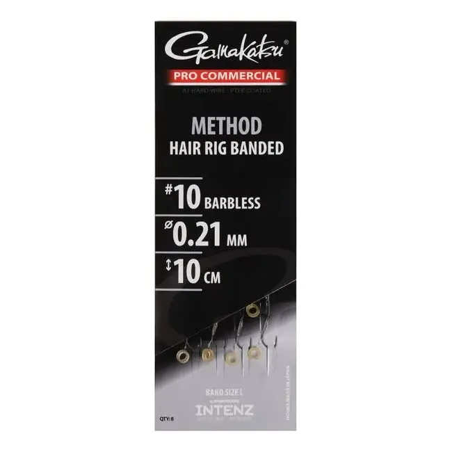 Gamakatsu Method Hair Rig Banded haak 12 barbless lengte 10 cm lijndikte 0.21mm