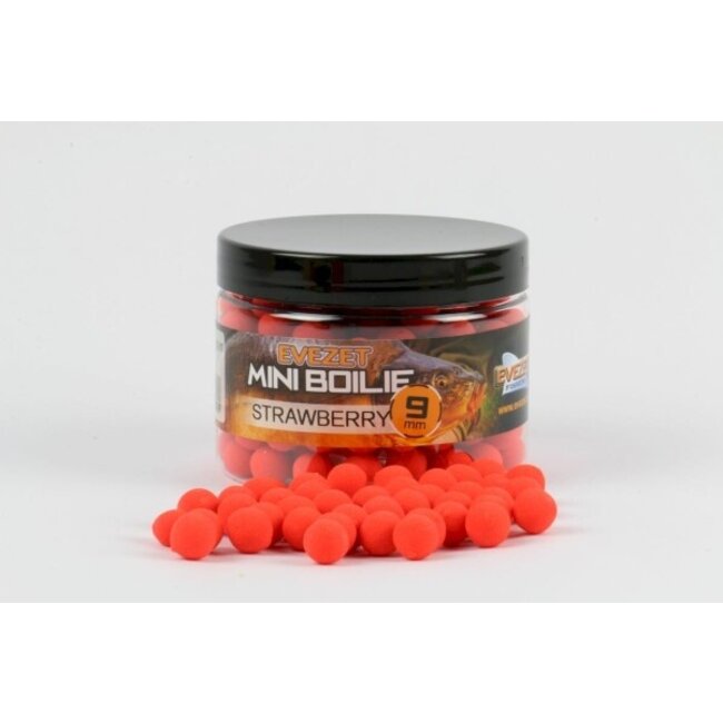 Evezet Evezet Mini Boilie 9 mm Strawberry – Fluo Rood Zinkend Aas voor Witvis en Karper