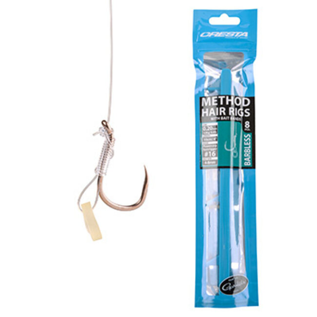 Cresta Cresta Method Hairrigs + Band Barbless 10 cm #12 0,24 mm – Voorgebonden Onderlijnen met Baitband