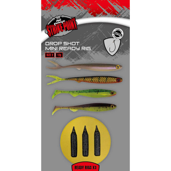 Fox Rage Drop Shot Mini Ready Rig Size 2 12g 3x