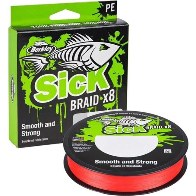 Berkley Sick Braid X8 Rood 150 m âGevlochten Lijn voor Roofvissen