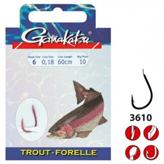 Gamakatsu Trout LS-3610 Spiral 60cm  Haakmaat 10 0,18mm