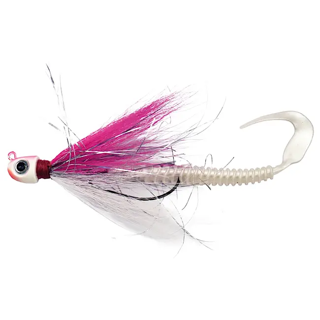 Albatros Weedless bucktail jig UV pink wit 18 gram voor roofvis