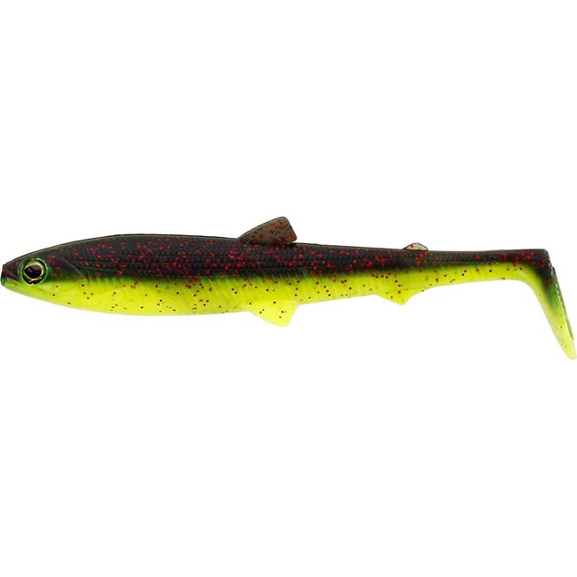 Westin Shad 9,5 cm Black Chatreuse voor snoek en baars