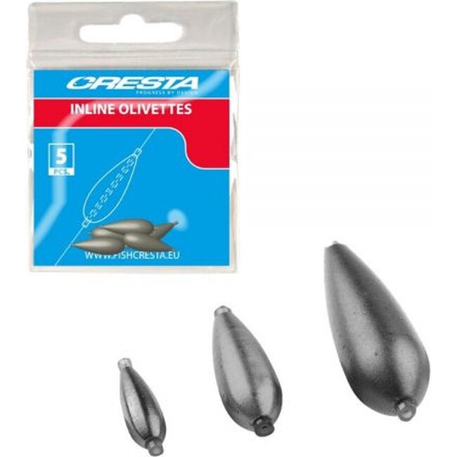 Cresta Inline olivettes 1,0 gr voor nauwkeurige dobbermontages