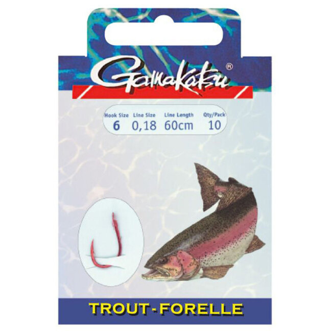 Gamakatsu Trout LS-5330 forel onderlijn 60cm haakmaat 6