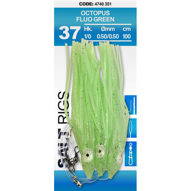 Spro Octopus Fluo Green haakmaat 3 onderlijn 100 cm