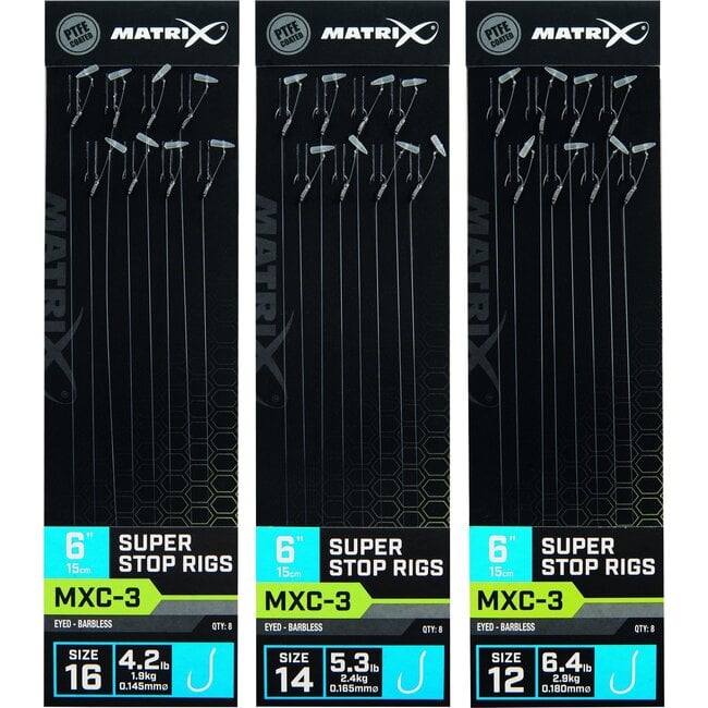 Matrix Voorgemonteerde barbless onderlijnen maat 14 met Super Stop