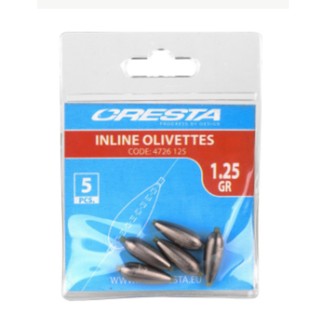 Cresta Inline olivettes 1,25 gram voor dobbermontages