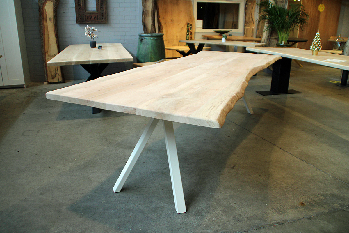 Boomstamtafel van Plataan 285 x 100 cm | Onderstel Esther wit