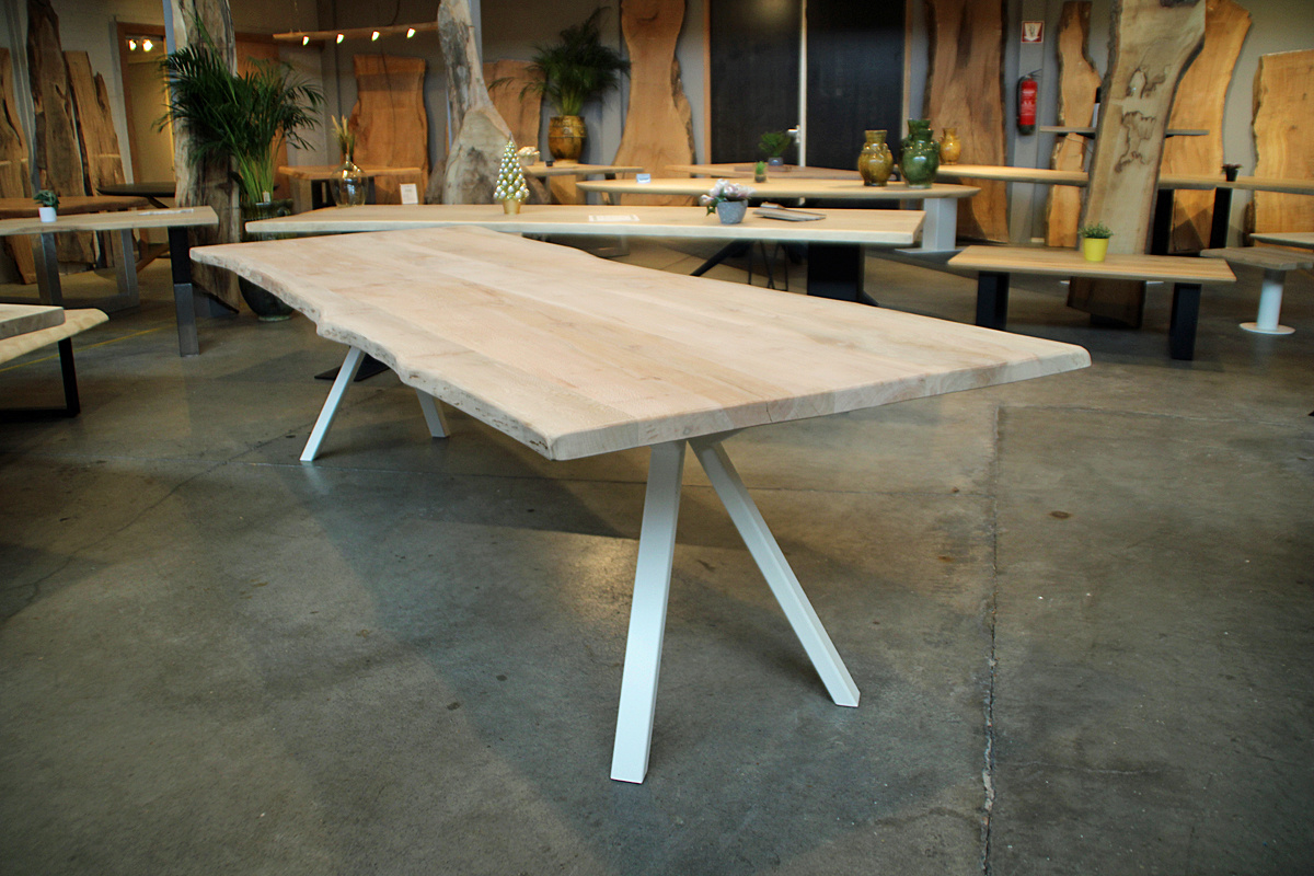 Boomstamtafel van Plataan 285 x 100 cm | Onderstel Esther wit
