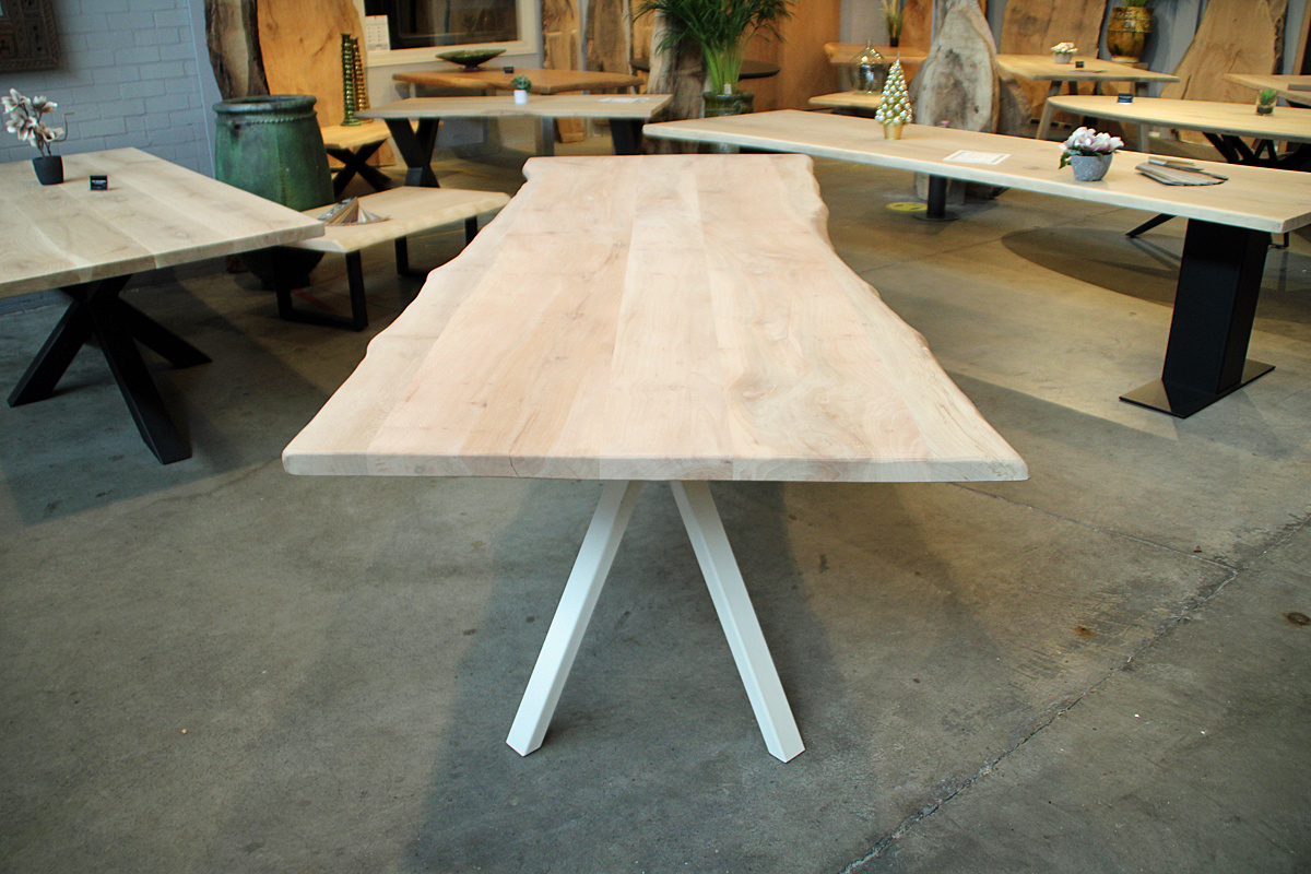 Boomstamtafel van Plataan 285 x 100 cm | Onderstel Esther wit