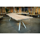 Boomstamtafel van Plataan 285 x 100 cm | Onderstel Esther wit