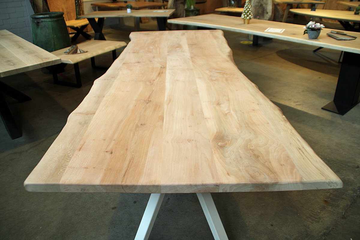 Boomstamtafel van Plataan 285 x 100 cm | Onderstel Esther wit