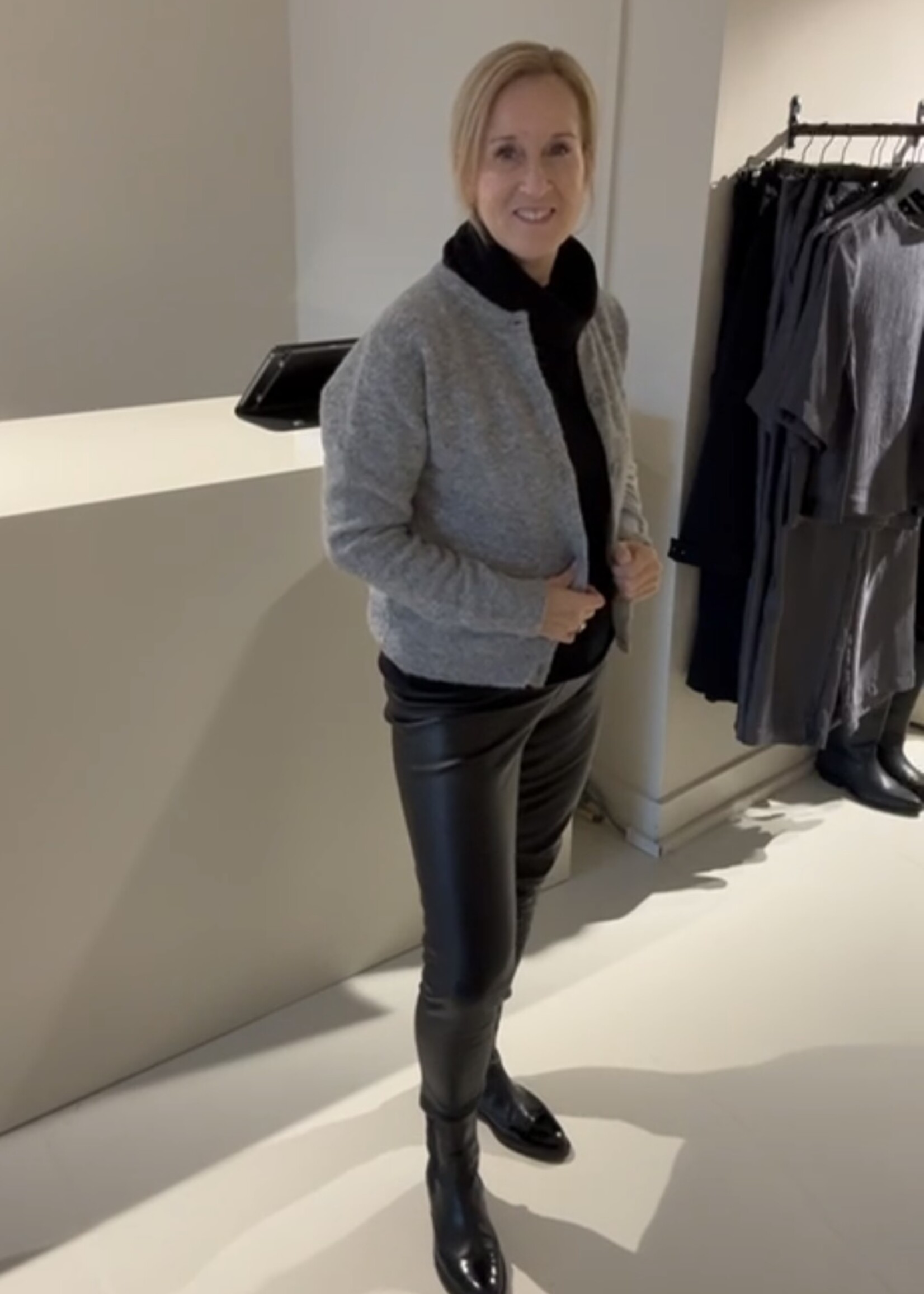 Knit-ted Faux leather pants