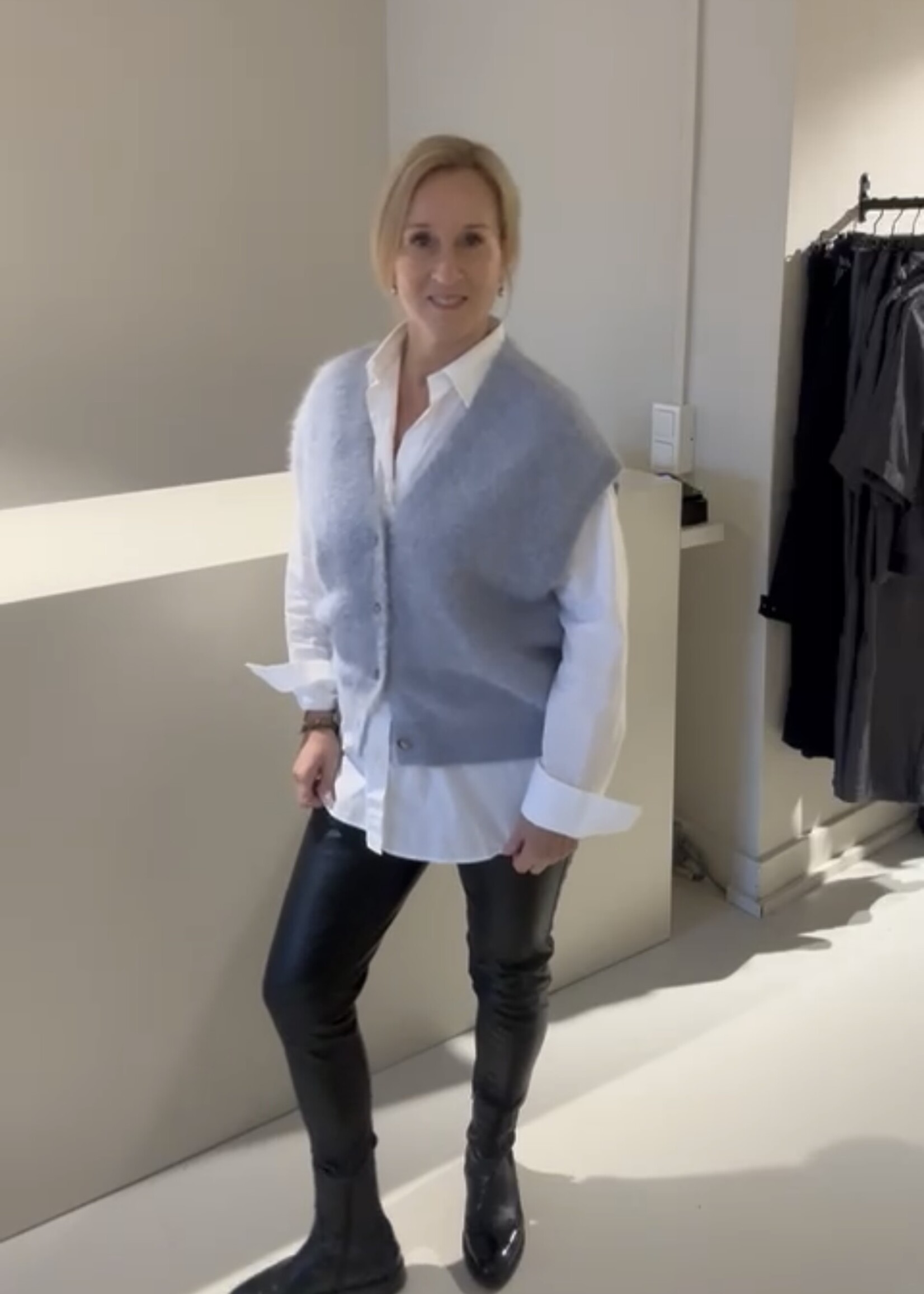 Knit-ted Faux leather pants