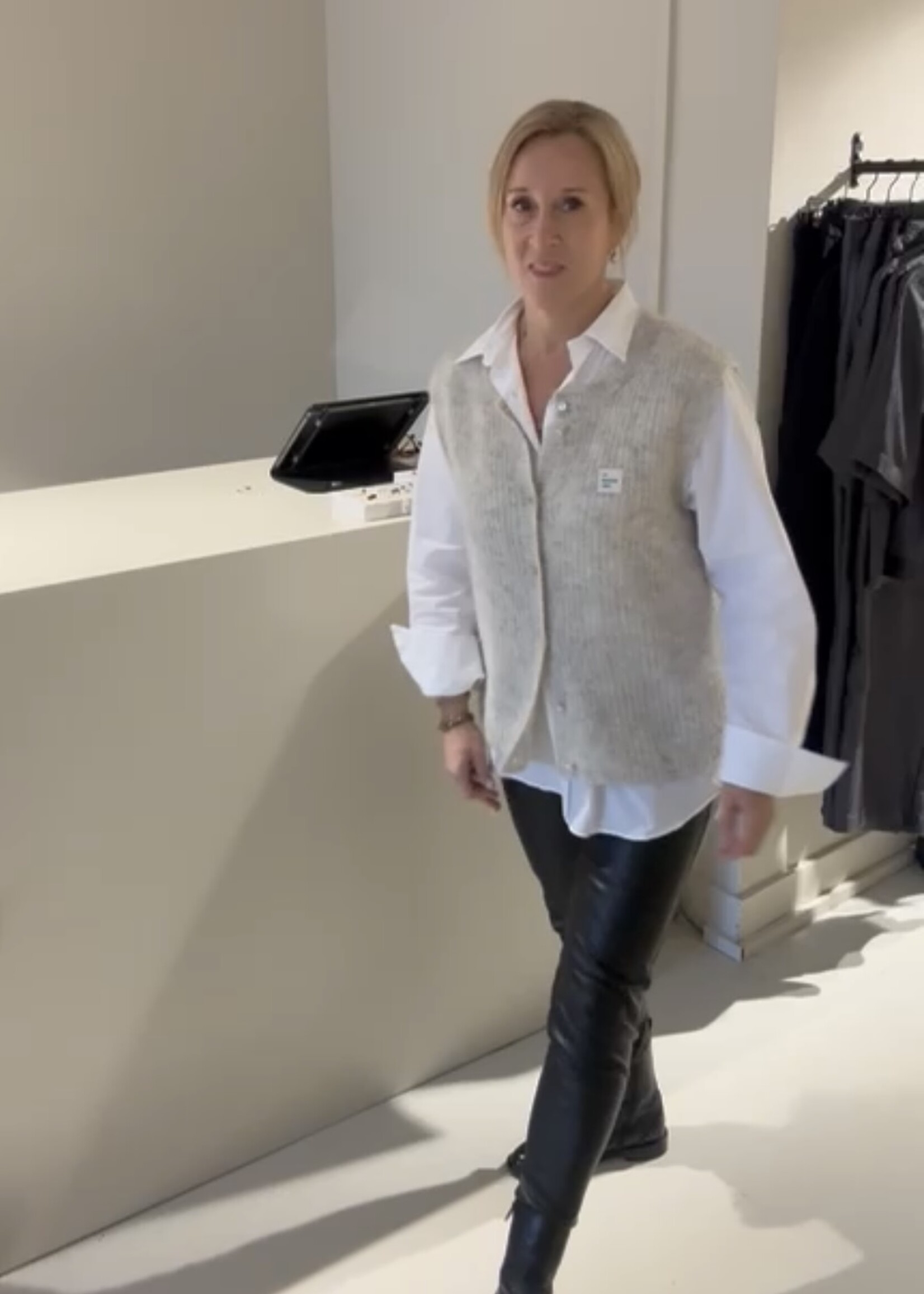 Knit-ted Faux leather pants