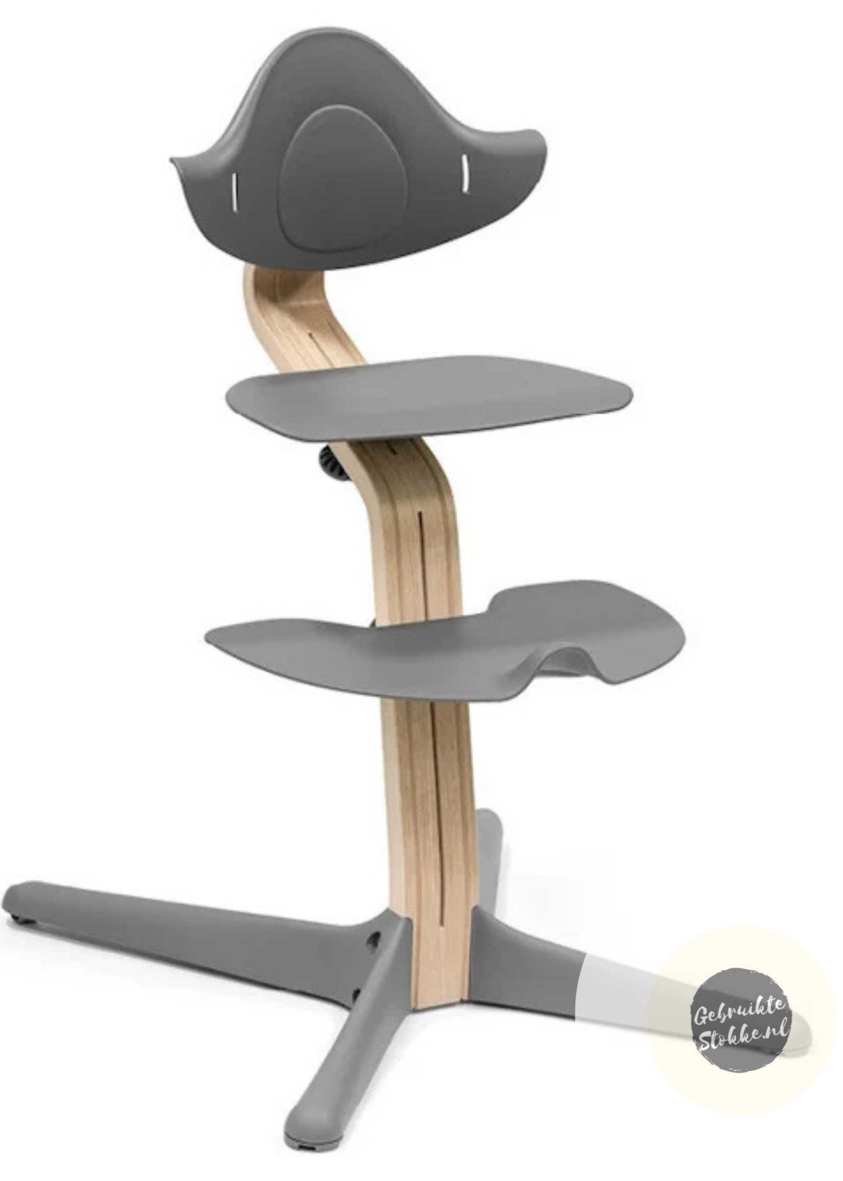 Stokke Nomi kinderstoel grijs/beuken  licht gebruikt