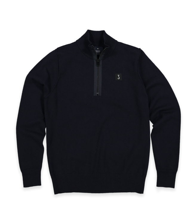 Butcher of Blue Clifden knit half zip alaska blue