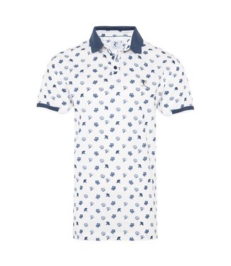 Piquet polo s/s wit allover flower