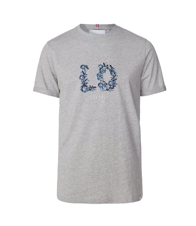 Les Deux Les Deux -Fiori tee s/s light grey melange -LDM101079-320000