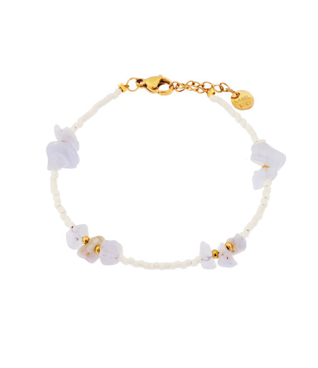 Label Kiki Blue lace agates bracelet gold - KSA971-GOLD