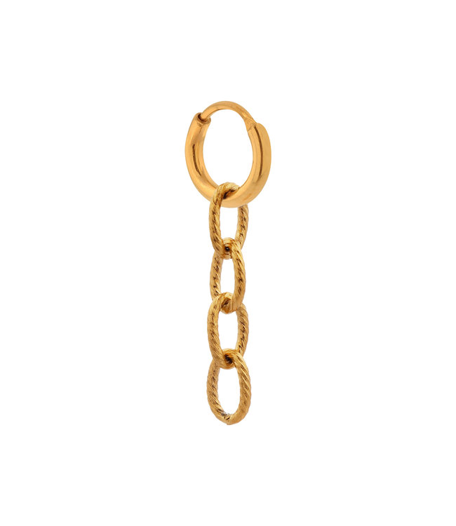 Label Kiki Label Kiki Single twisted chain hoop gold KSH611-GOLD