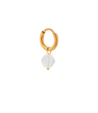 Label Kiki Single hexagon moonstone hoop gold