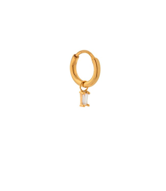 Label Kiki Single CZ white hoop gold - KSH361-GOLD