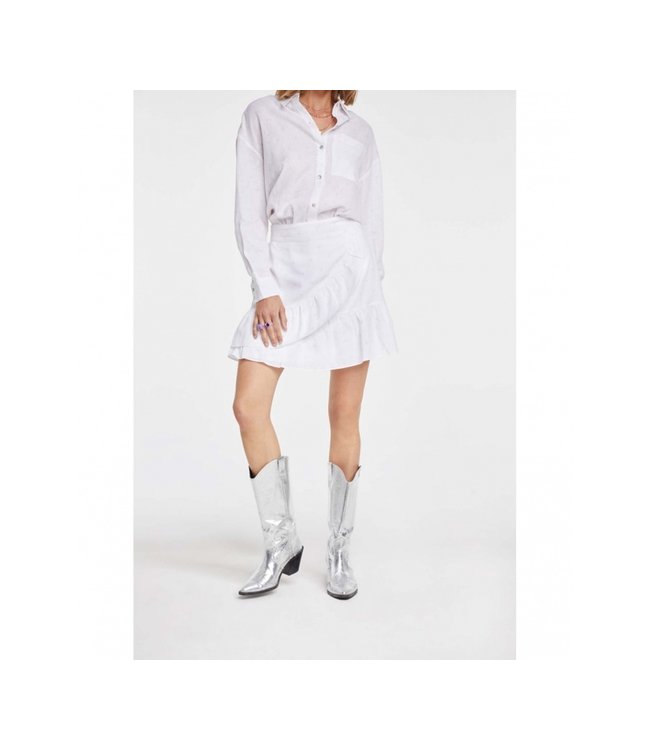 Alix the Label Linen lyocell skirt soft white – Playful skirt with ruffles