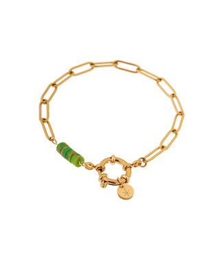 Label Kiki Label Kiki Hold on green bracelet gold KSA1271-GOLD