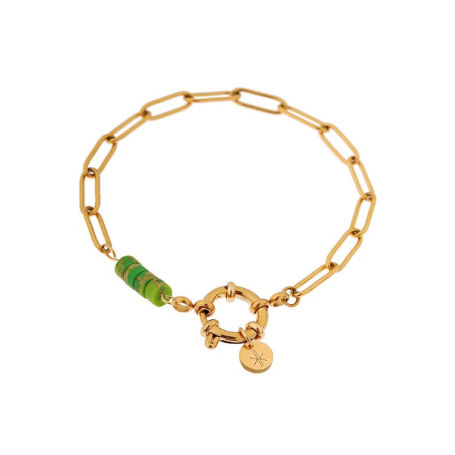 Label Kiki Hold on green bracelet gold KSA1271-GOLD