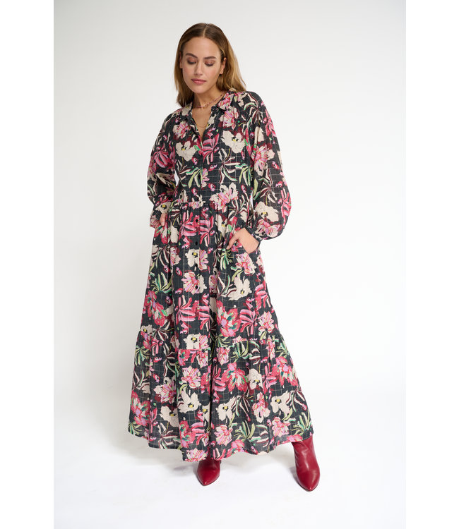 POM Amsterdam Mea flower dress blaze anthracite