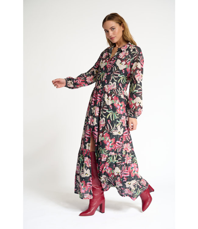 POM Amsterdam Mea flower dress blaze anthracite