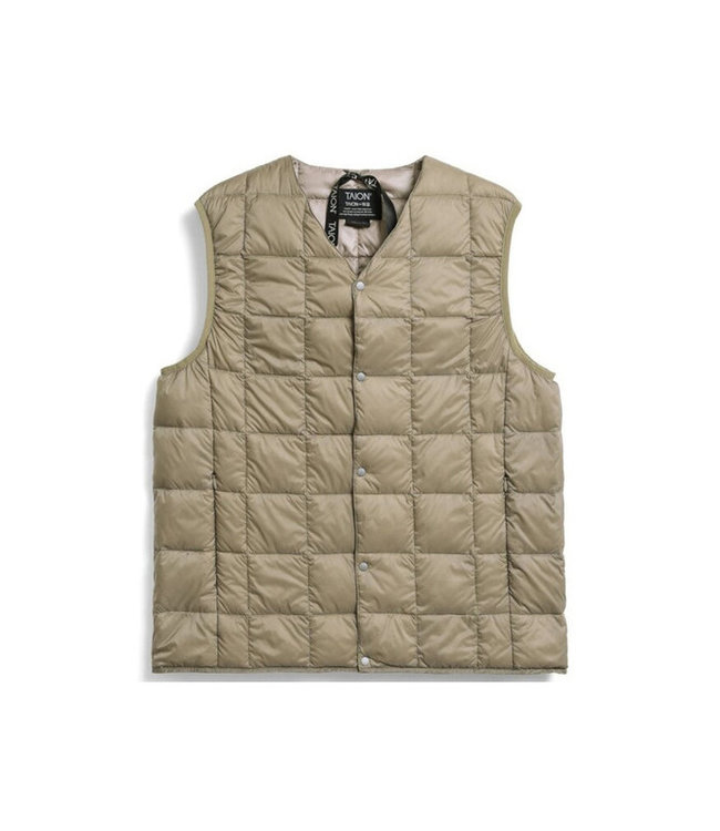 Taion V neck button down vest khaki