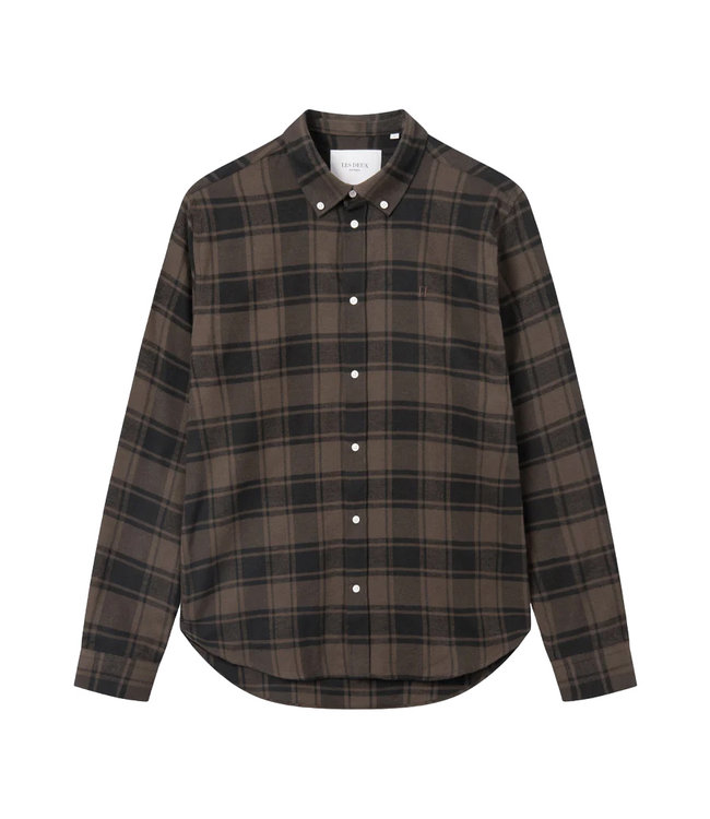 Les Deux Kristian Check Flannel Shirt Coffee Brown/Black