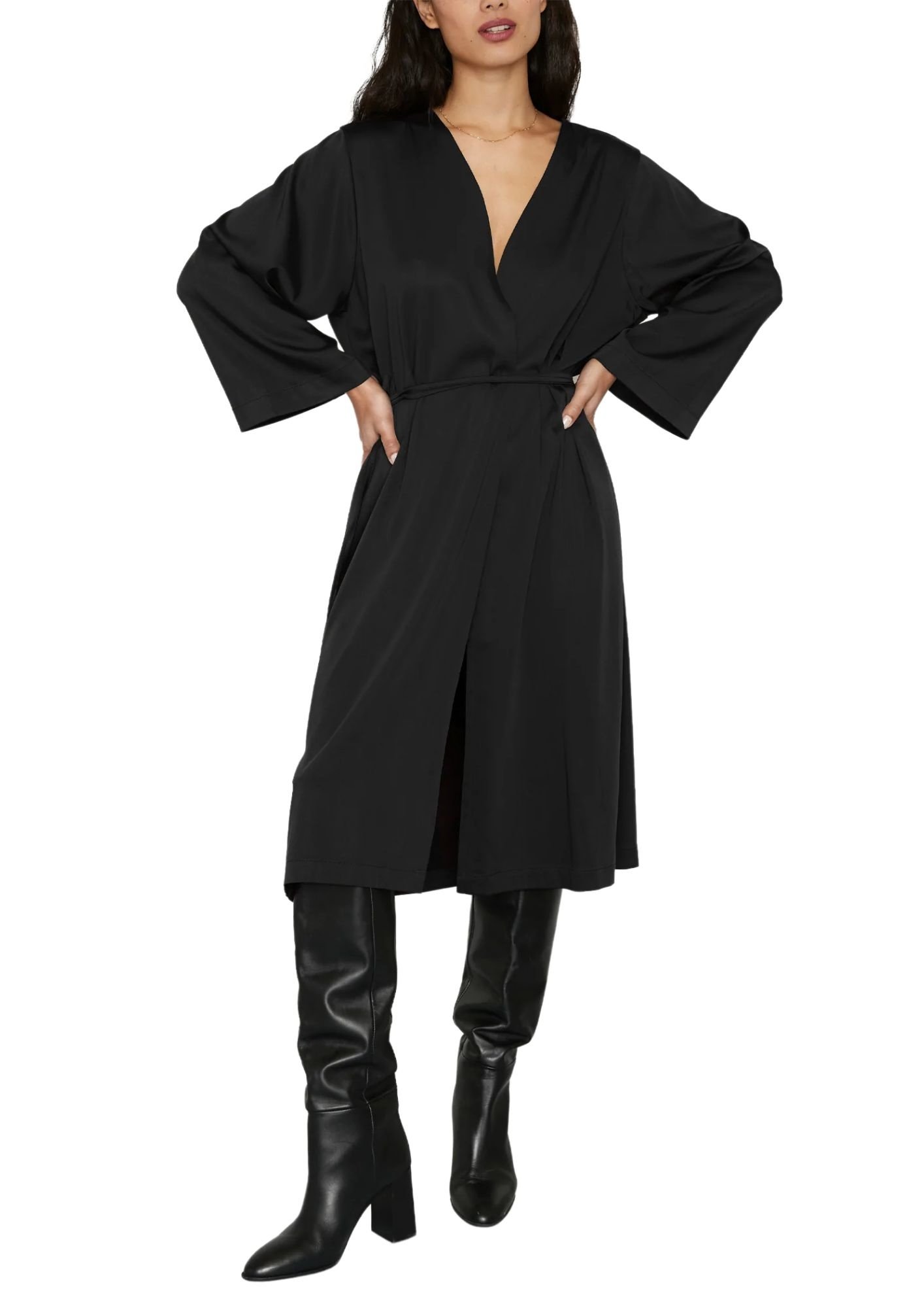 Club L'avenir Nona kimono dress black NewStyle.nl