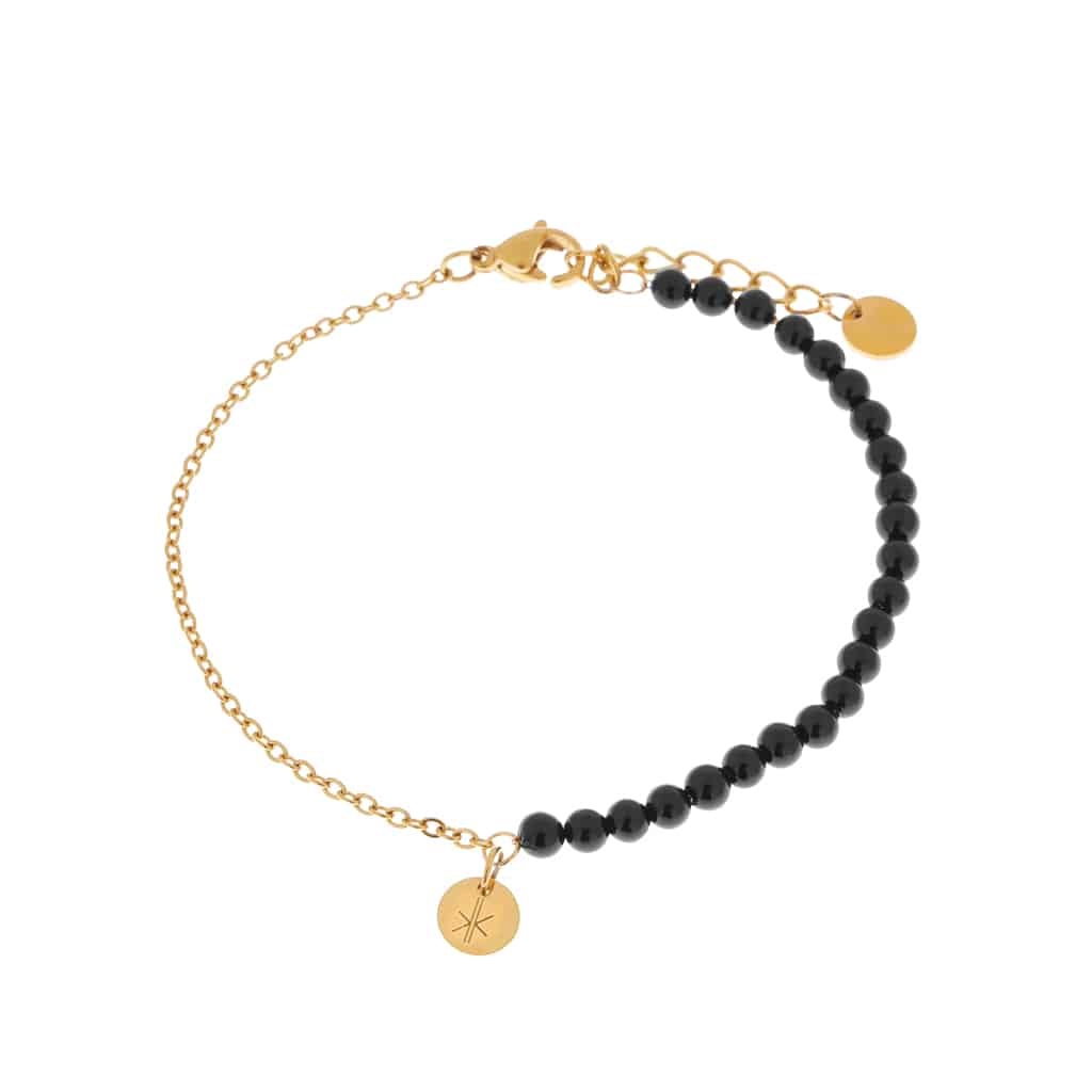 Label Kiki Half half black bracelet gold NewStyle.nl