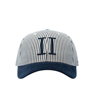 Les Deux Encore Stripe Baseball Cap Off White/Dark Navy Stripe