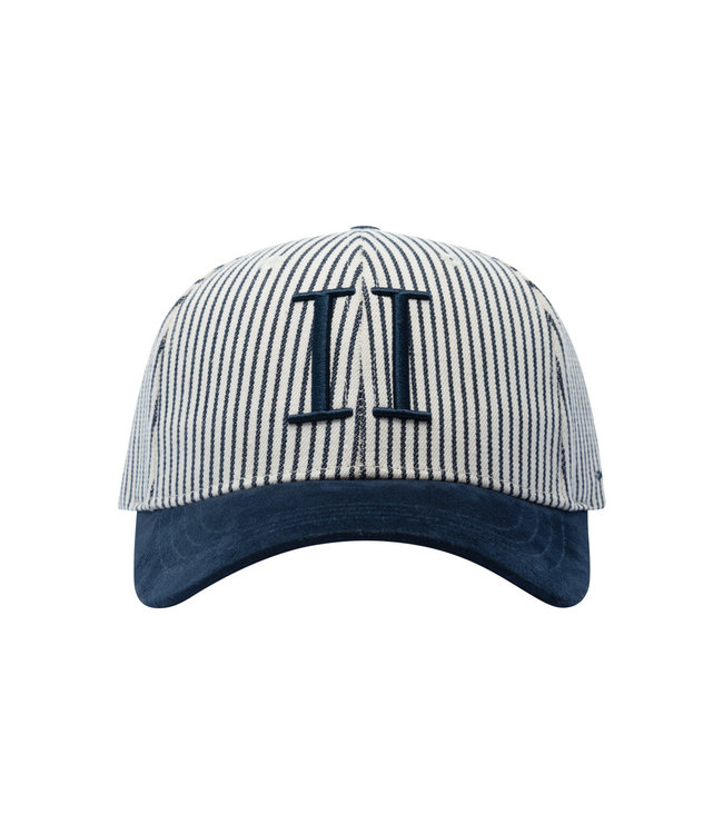 Les Deux Encore Stripe Baseball Cap Off White/Dark Navy Stripe