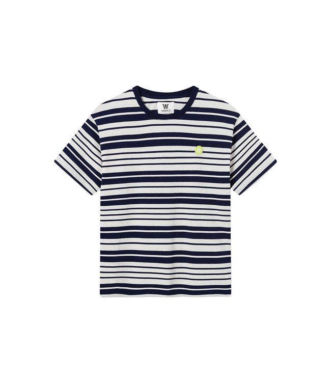 Wood Wood Ace stripe tee s/s off white navy 10255703-2222-0008