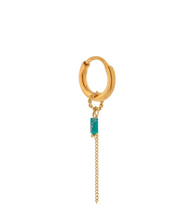 Label Kiki Label Kiki Chain turquoise hoop gold KSH961-GOLD