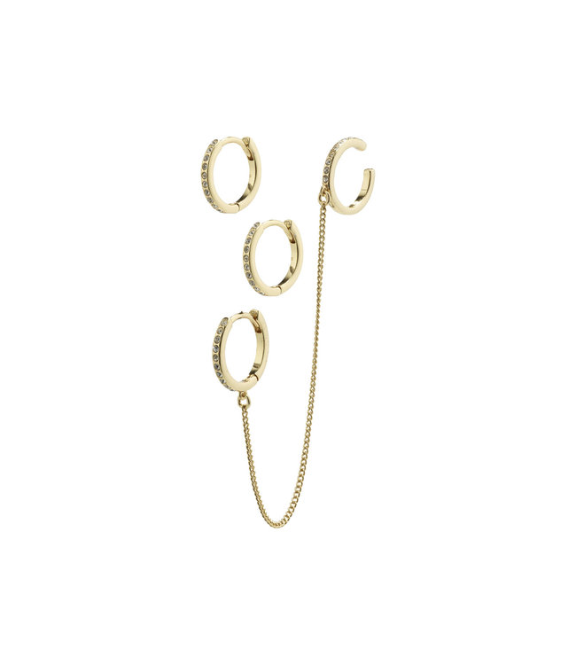 Pilgrim BLOSSOM recycled hoops and cuff 2-in-1 set gold-plated 142222033