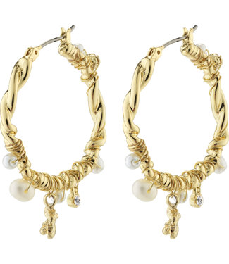 Pilgrim ANA pearl & crystal hoops gold-plated