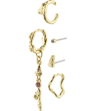 Pilgrim SHY recycled earrings & cuff 5-in-1 set gold-plated