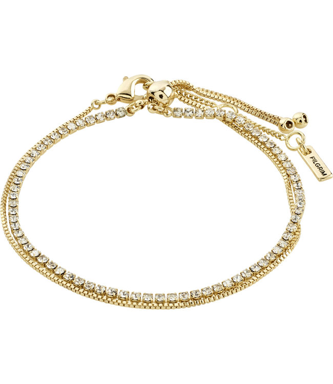 Pilgrim MILLE crystal bracelet 2-in-1 set gold-plated 632232002