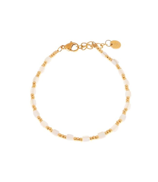 Label Kiki White blossom bracelet gold KSA1901-gold