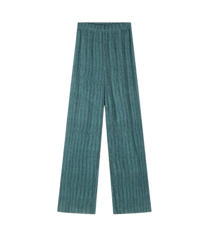 Alix the Label Lurex broek petrol green – Moderne broek met strakke pasv