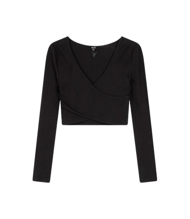 Alix the Label Fake wrap cropped top black